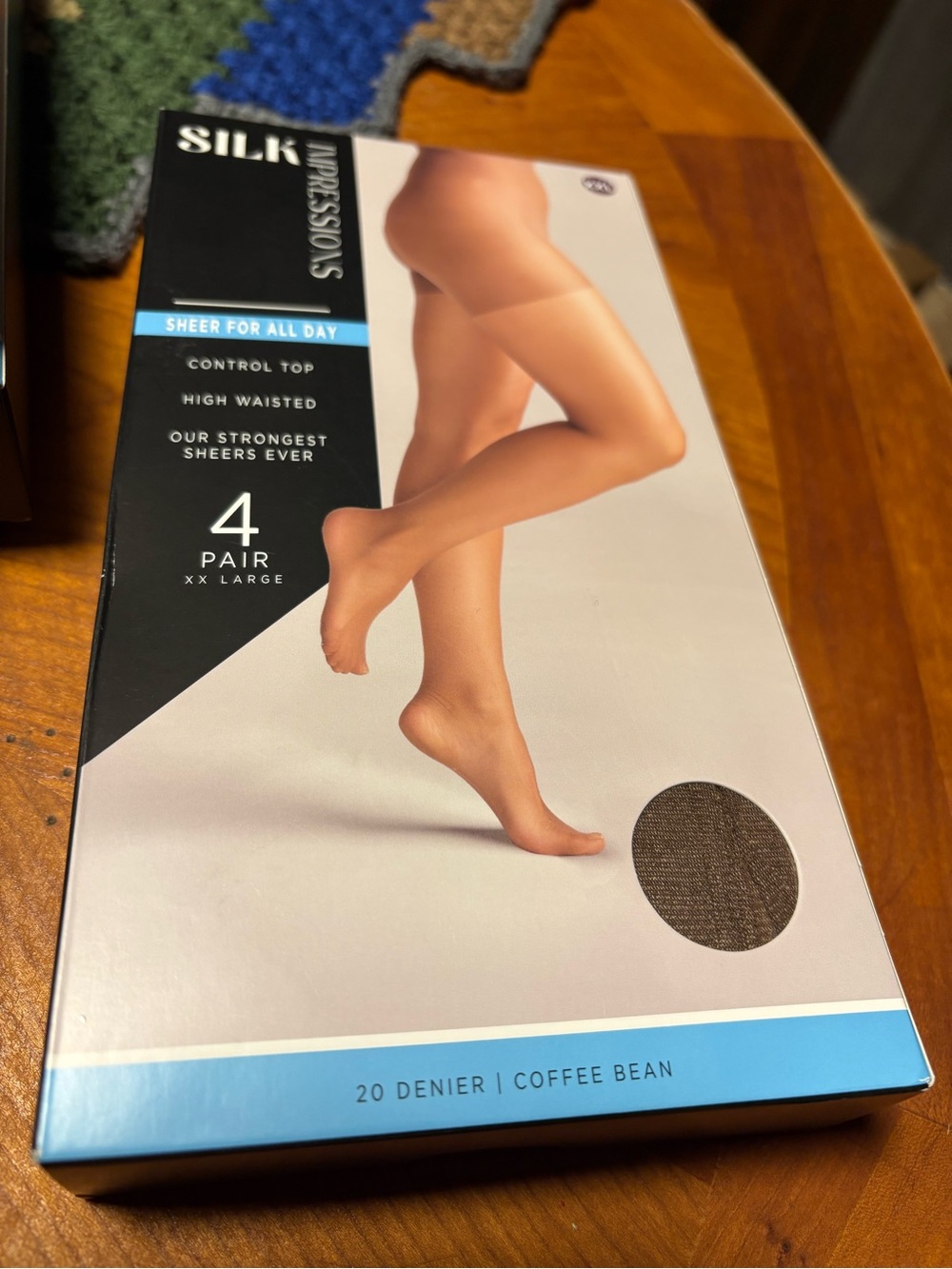 New XXL silk Impressions Sheer Control Top tights hosiery Coffee Bean 4 pack